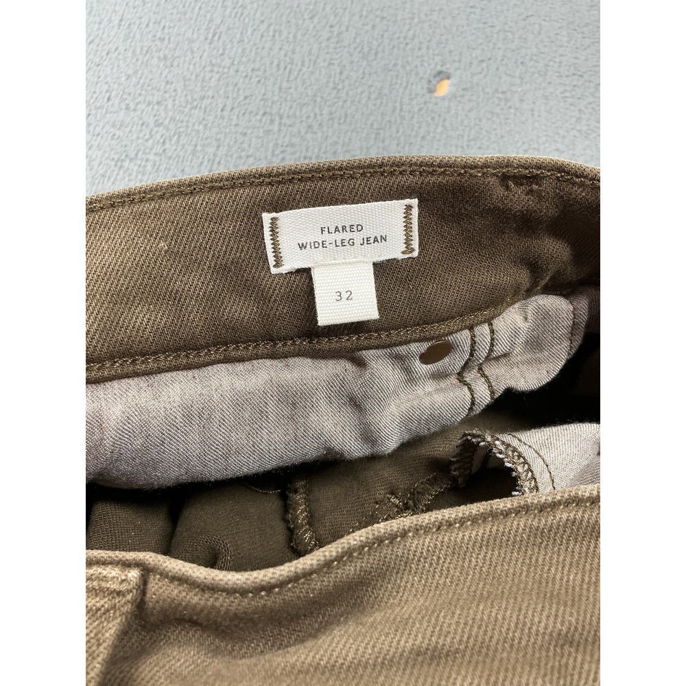 Madewell Flared Wide-Leg Jeans Womens 32 Brown Olive Raw Hem High Rise NW267 - Picture 7 of 12